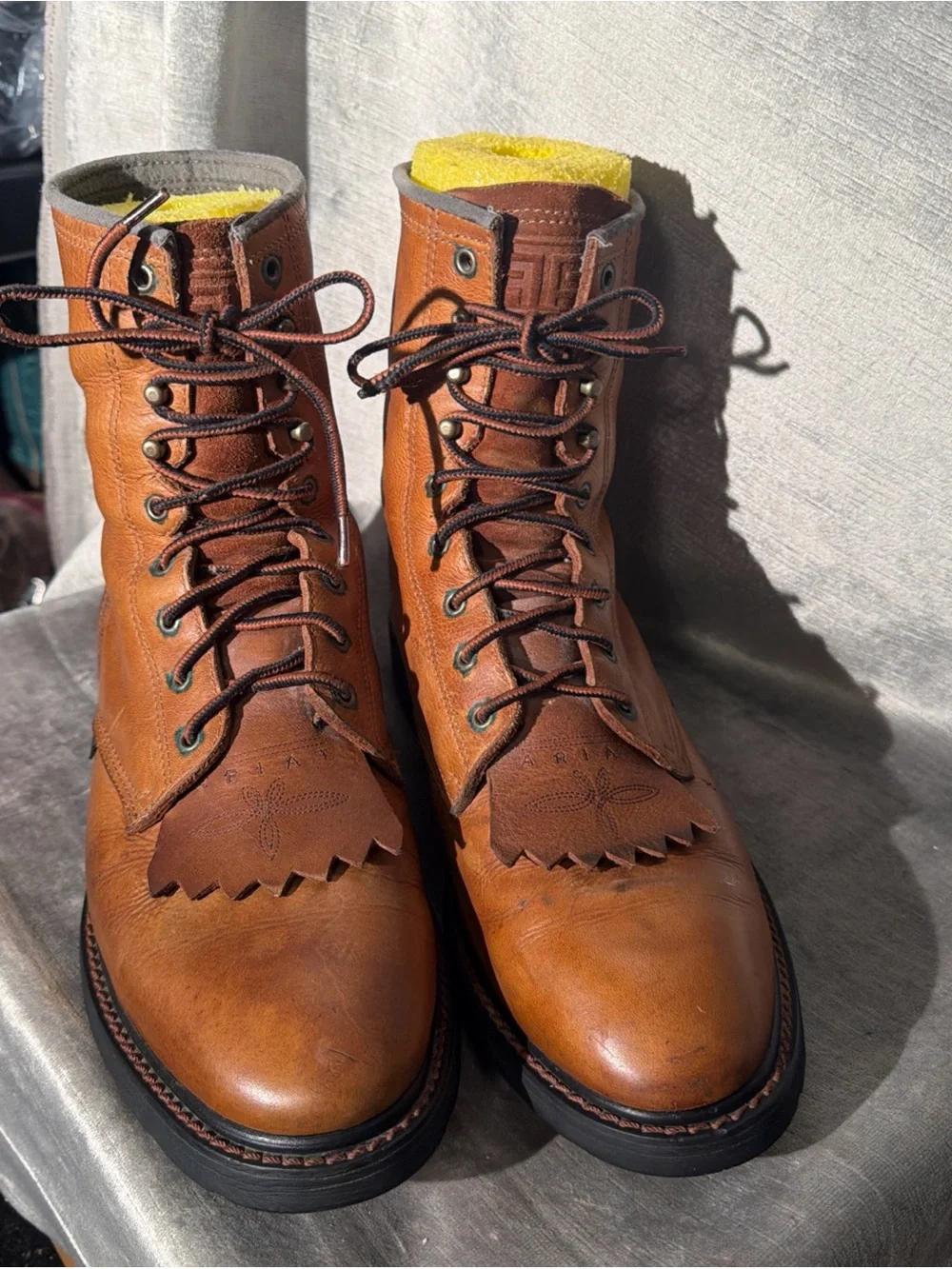 Ariat Men’s Heritage Lacer Western Work Boots Distressed Brown Size 12D